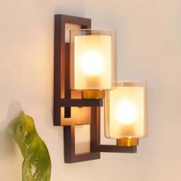 Troika Brown Metal and Glass Flush Mount Wall Light By Kapoor LampShades-picture-26