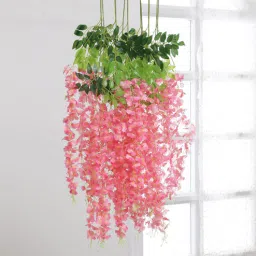 Pink Fabric & Plastic Artificial Hanging Orchid Flower by Arick Decor-picture-28