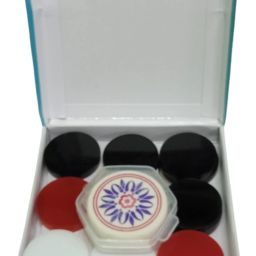 Plastic Carrom Coins with striker for Professionals (W/B + red Coin) Carrom Pawns-image-2