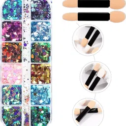 12 COLOUR N-28 Glitter Nail Art 3D Holographic Chrome Powder Women & Girls-20
