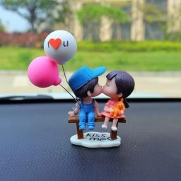 CUTE COUPLE CAR DASHBOARD DECOR PAIR Decorative Showpiece - 9 cm-image-1