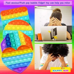 aganta Push Bubble Popit Game Push Pops Bubbles Toys Popits Stress Relief Tools For Girls And Boys Popit Set Of 4 Pop Its Pack Pop Pop Game [ Heart, Round, Square, Octagon ] image 4