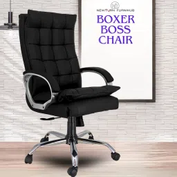 BOXER Premium Leather HIGH BACK Boss Revolving Chair with 3 years warranty Leather Office Adjustable Arm Chair-image-21