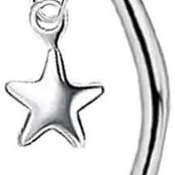 Sorellaz Womens Navel Belly Piercing Silver Five Pointed Star Bananabell Ring: Pack of 1 Metal Beaded Charm-image-9
