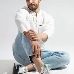 ARMISTO Men Off White Solid Cotton Linen Short Kurta-picture-42