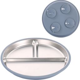 Kids Suction Plate Round 9 Inch 3 Compartment Stainless Steel Tray for Toddlers Sectioned Plate-image-68