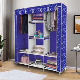 mezire 8 Shelf Foldable Collapsible Wardrobe Storage Organizer Almirah Cloth Rack PP Collapsible Wardrobe-picture-23