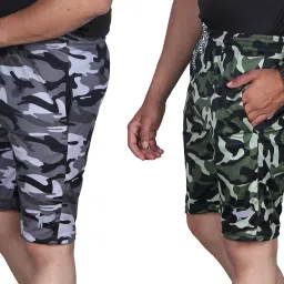Pack of 2 Solid, Military Camouflage Men Multicolor Sports Shorts-picture-12