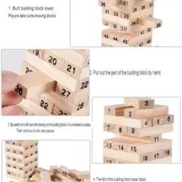Tumbling Tower Wooden Block Stacking Game with 4 Dices, (Gold)-image-88