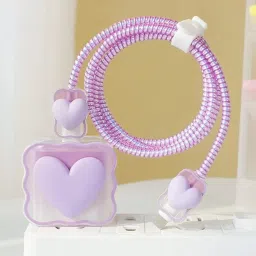 RUPELIK 3D Cute Heart Design Soft Silicone Protective 18W-20W Apple Charger Case Cover Cable Protector-image-51