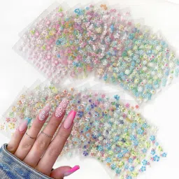 12 Sheets 3D Mix Flower Nail Art Stickers-image-2