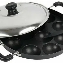 rbgiit Gunta Ponganalu 12 Cavity Non Stick | Iron Cookware with Lid | Non-Stick Coated Paniarakkal with Lid 0.5 L capacity 23 cm diameter-picture-5