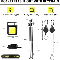 Bitleaf USB Rechargeable Keychain LED COB Light, USB Light with 3 Working Modes Light Smart Tube Light image 4