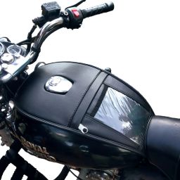 TANK COVER (BLACK) WITH MOBILE P0UCH Gas Cap Ring-lock Royal Enfield Classic 350, Electra Delux, Classic 500, Classic Desert Storm, Classic, Electra Bike Tank Cover-13