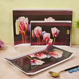 U.P.C. Melamine Multicolor Serving Tray, Set of 3 (Small, Medium and Large Size) Tray Tray-15