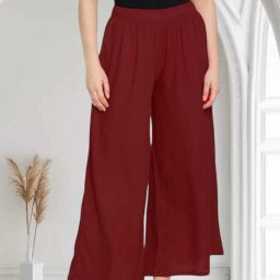 Women Regular Fit Maroon Lycra Blend Trousers-image-81