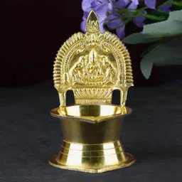 Kamakshi Devi Brass Oil Deepam/Diya for Pooja Brass Table Diya-image-52
