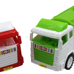neoinsta shopping Set of 2 Combo Friction based Red|White JCB and White|Green oil tanker trucks image 5