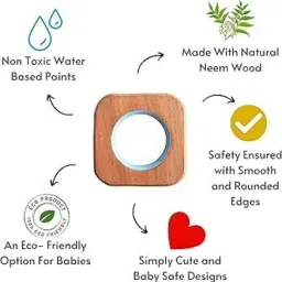 shreeja shilpcraft Natural Neem Wood Ring Inside Ring Rattle with Dumbbell and Cloud Shape Teether Rattle image 5