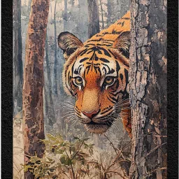 Wall Profile "Majestic Bengal Tiger Stare Wall Art" 3D Painting 11 inch x 14 inch Painting-image-9