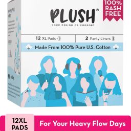 ALL XL 100% Pure U.S. Cotton Rash Free with 12XL (310mm)Pads , 2 Liners(150mm) Sanitary Pad-image-87