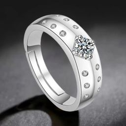 Limited Edition Adjustable Mens Rings MK- 120 Sterling Silver Swarovski Zirconia 24K White Gold Plated Ring-image-34