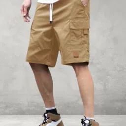 Solid Men Brown Cargo Shorts-picture-24