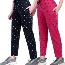 Pack of 2 Women Polka Print Multicolor Track Pants-image-60