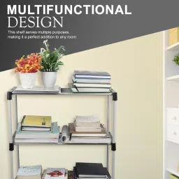 lotspek 4 layer bookcase for bookself for home plastic bookshelf rack Metal Open Book Shelf image 3