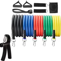 Fitness Combo of 11-In-1 Resistance Bands Set & Hand Gripper for Workout Gym Fitness Accessory Kit Kit-22