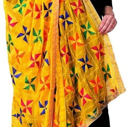 Chiffon Embroidered Yellow Women Dupatta-picture-16