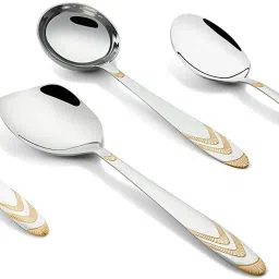 Magna 24K Gold Plated Large - 1 Veg Serving, 1 Rice Server, 1 Serving Spoon, 1 Ladle Serving Set-22