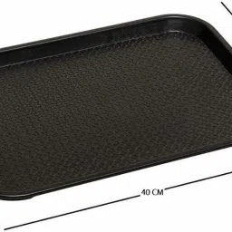swift international Rectangular Plastic Serving Tray | Combo of 2 black Tray image 2