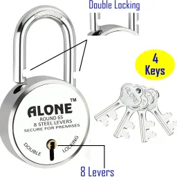 fithome Alone Round 65mm Lock for Home Link Gate Shop Shutter, D/L 4 Keys (pack of 1) Padlock image 2