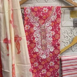 Unstitched Pure Cotton Salwar Suit Material Embroidered-image-15