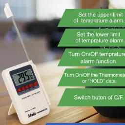 goodsbazaar Multi Stem Digital Thermometer with External Sensing Probe Multithermometer with Max-Min Feature Digital MultiStem Thermometer Temperature Meter With External Sensing Probe Instant Read Cooking, Food, Meat, Milk, Liquid, Water, Candy, Room & Wall Digital Thermometer Pin-Type Digital Moisture Measurer image 4