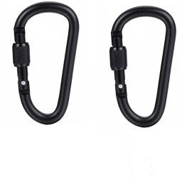 Black Aluminium Carabiner Screw Locking Clip Hook Keychain Buckle for Outdoor Locking Carabiner-image-46