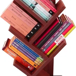 Dime Store Wooden Open Book Shelf for Home Library - Tree Shaped Book Solid Wood Open Book Shelf-0