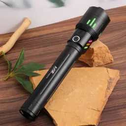 mz M242 (RECHARGEABLE LED METAL TORCH) Zoomable 200W with 5200mAh Battery & 5 Modes Torch image 4