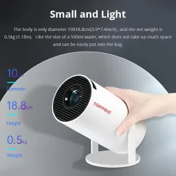 TOPPRO HY300 1GB/8GB, HD Android 11 Projector WiFi 6/BT 5.0 180° Rotation Auto Keystone (4500 lm / 1 Speaker / Wireless / Remote Controller) Portable Projector image 2