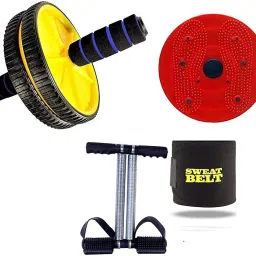 General ab exerciser workout tummy twister, trimmer, rollerand sweat belt home, gym fitness combo kit Fitness Accessory Kit Kit-image-7