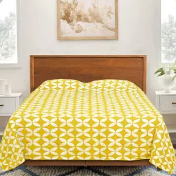 saral home Yellow Geometric 300 TC Cotton King Bedsheet-picture-12