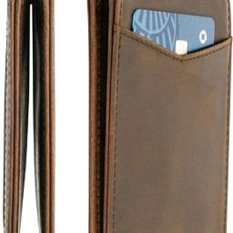 Men Casual Brown Genuine Leather RFID Wallet-image-47