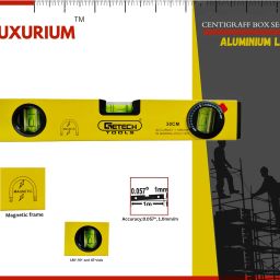 luxurium decor Magnetic Aluminium Spirit Level | Box Section with Printed Scale & 3 Vials Heavy-Duty Construction Magnetic Engineer's Precision Level image 3