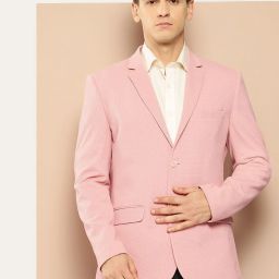 Men Self Design Double Breasted Party Blazer-image-36