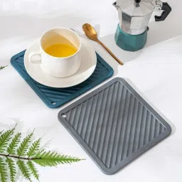pepplo Pvc Coster C-C Square-Random-4,Pack of 4 Silicone Trivet image 2