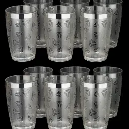 (Pack of 12) 100% Unbreakable Curved Shape Prism Pattern Water Juice Drinking Glasses Set Of 12 ( Clear,Plastic) Glass Set Water/Juice Glass-image-25