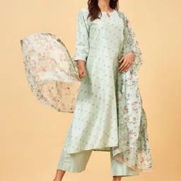 RANGMANCH BY PANTALOONS Floral Printed Regular A-Line Kurta with Palazzos & With Dupatta image 4