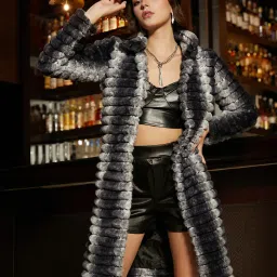 Suede Color Block Coat For Women-image-90