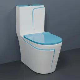 C03 Premium White Commode With T Blue Finishing Line And Round Flush Button Western Commode-26